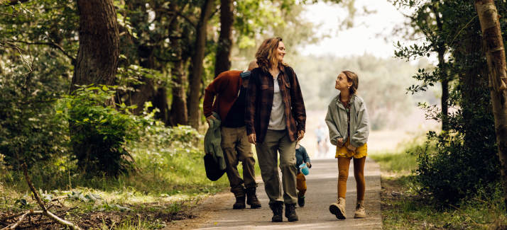 groep wandelt door het bos